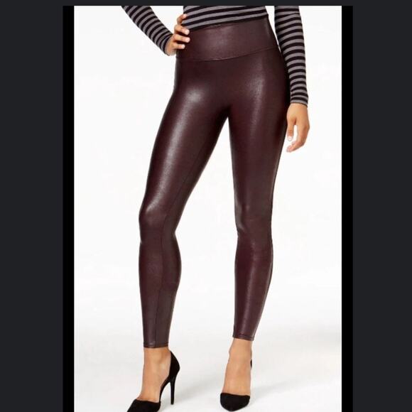 Spanx Faux Leather High Waist Burgandy Leggings Size Whimsigoth Grunge Small NWT - Picture 1 of 7